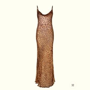 BRAND NEW !!! Mew Mews Melany Leopard Print Spaghetti Maxi Dress